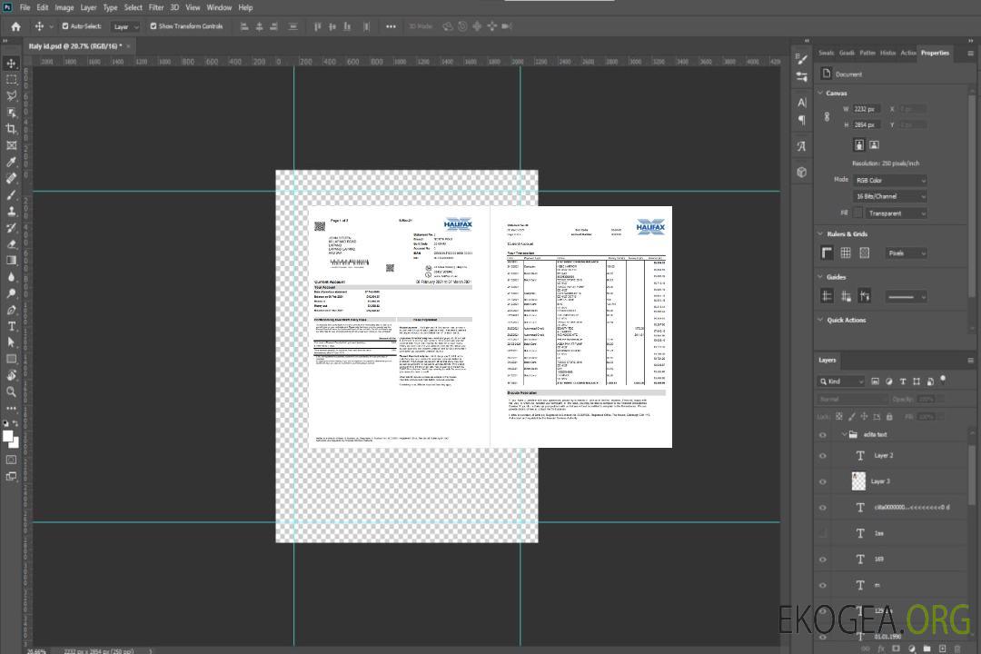 Royaume-Uni Modèle de relevé de justificatif de domicile de la banque d'Halifax au format Excel et PDF (2 pages) template